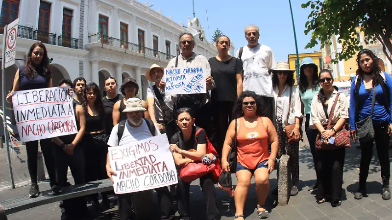 Manifestación por liberación de Ignacio Córdoba en Xalapa